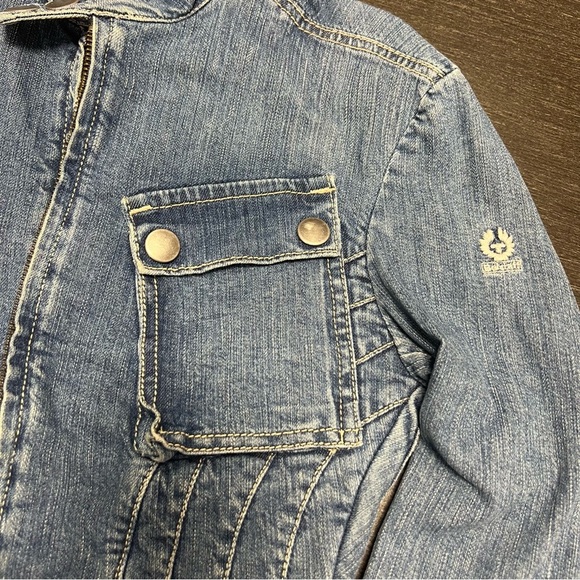 BELSTAFF Denim Moto Women’s Fitted Edgy Jean Jacket Y2K Denim XS-S - Picture 5 of 15